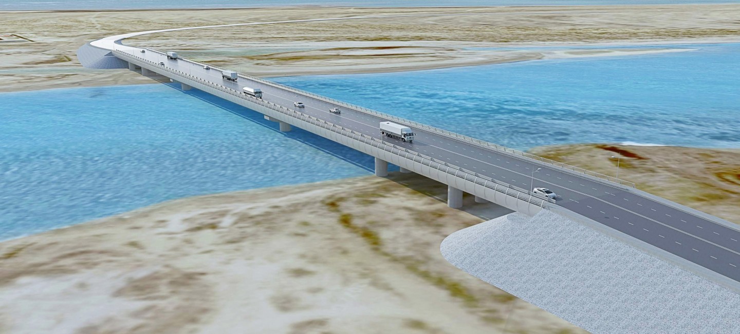 Президент Туркменистана принял участие в церемонии закладки нового автомобильного моста через залив Гарабогаз кёл